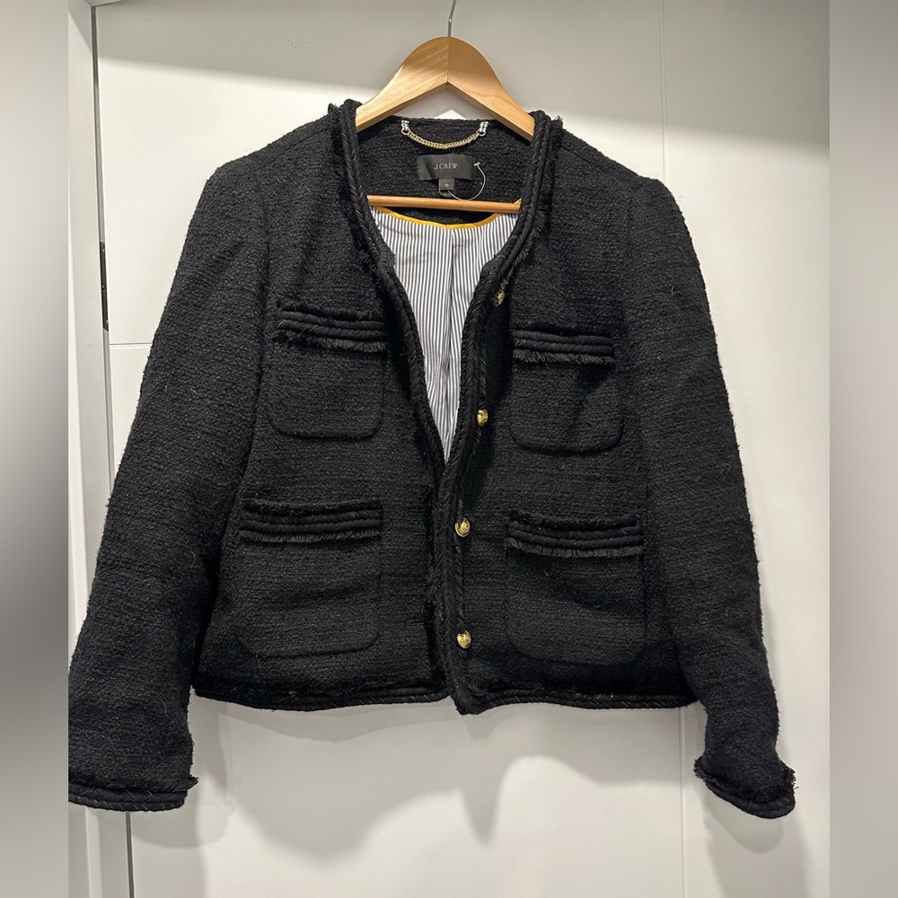 J crew gorgeous black tweed jacket.